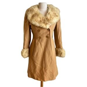 Vintage Penny Lane Faux Fur Collar Wool Coat